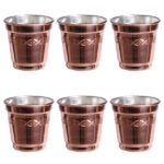 Persische Kupferbecher – Set von 6 handgefertigten mit Henkel für kalte Getränke – Gehämmert Diamant