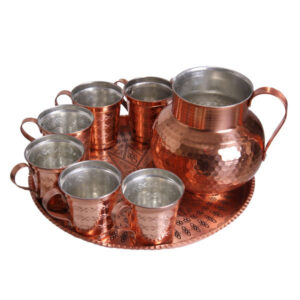 Set aus persischer Kupferkaraffe & Tassen traditionell gehämmert Hana