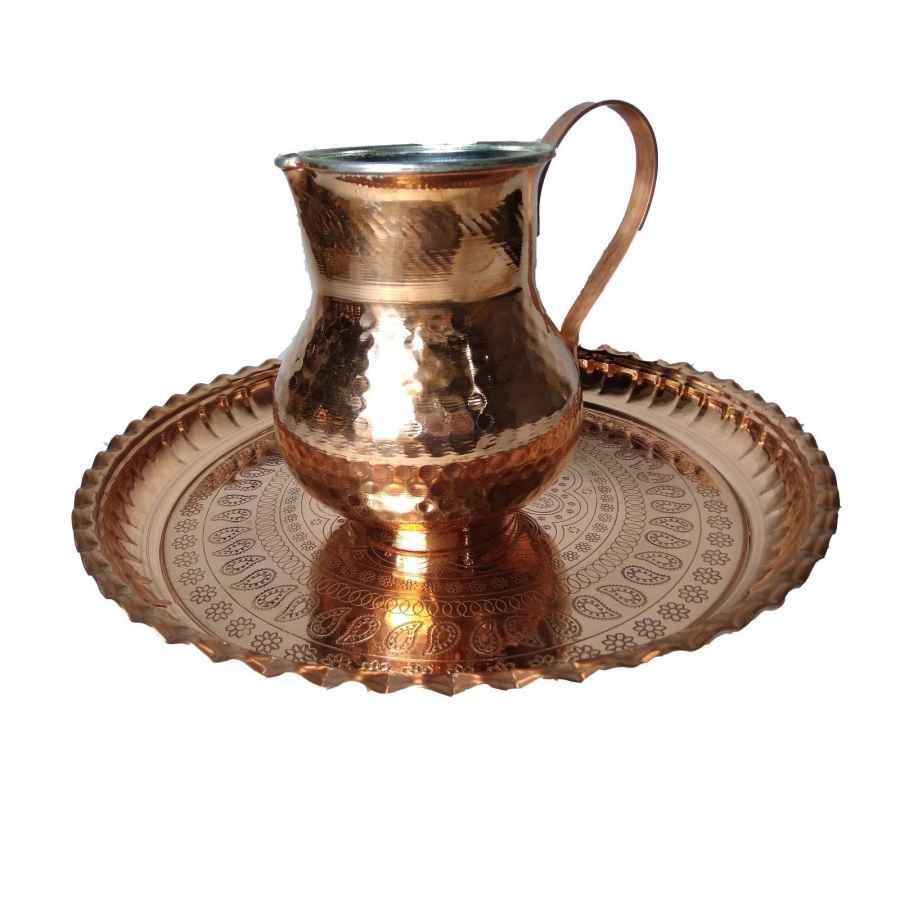 Persische Kupferbecher – Set von 8 handgefertigten mit Henkel für kalte Getränke – Gehämmert Lale