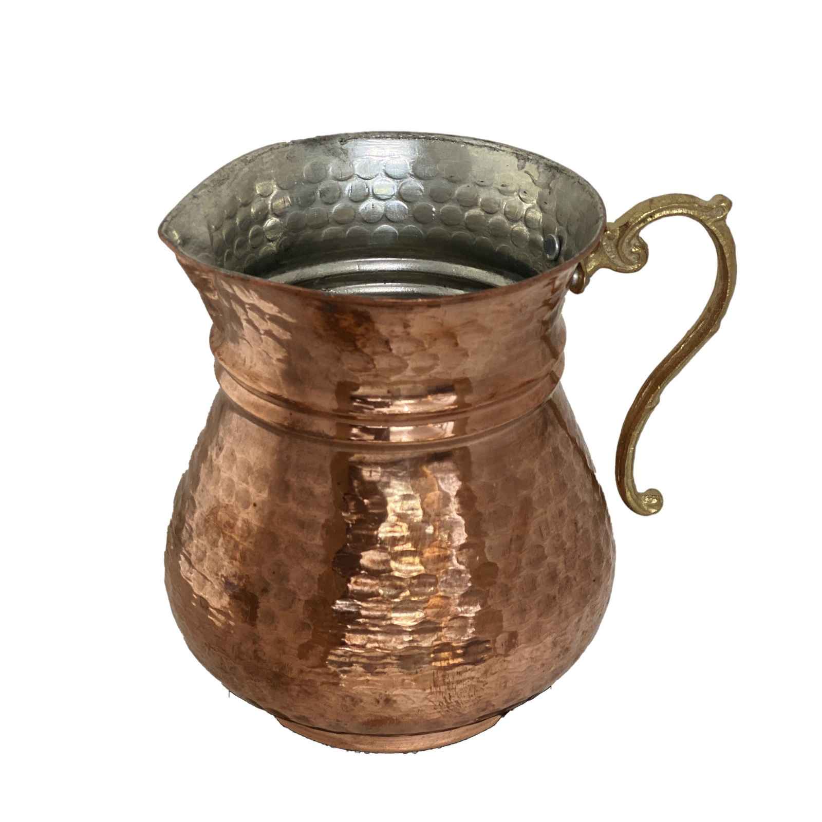 Persische Kupferbecher – Set von 8 handgefertigten mit Henkel für kalte Getränke – Gehämmert Mond