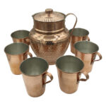 Set aus 8 persischer Kupferkaraffe & Tassen traditionell Nil