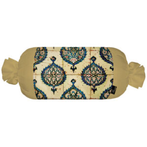 Traditionelles persisches zylindrisches Kissen mit Samtstoff Beige