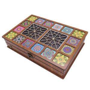 Persische Holz-Teebeutel-Organizer-Box mit Fächern Deluxe