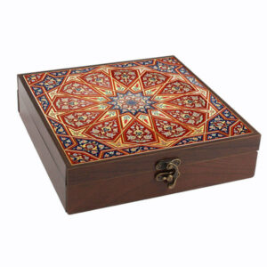 Persische Holz-Teebeutel-Organizer-Box mit Fächern Majnoon