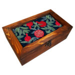 Persische Holz-Teebeutel-Organizer-Box mit Fächern Granatapfel