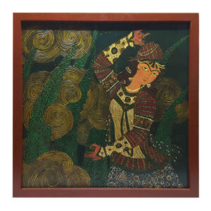 Original persische Qajar Kunstmalerei: Aquarell und Gouache auf Holz – Mädchen