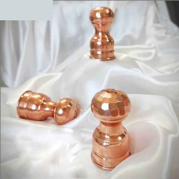 Set aus 3 persischen Kupfer Salz- und Pfefferstreuern Hammer