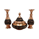 Set aus handgefertigten persischen Kupfervasen und Schale G35