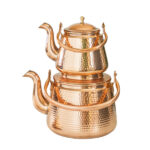 Persische Kupfer-Doppel-Teekanne robust und gehämmert Qajar
