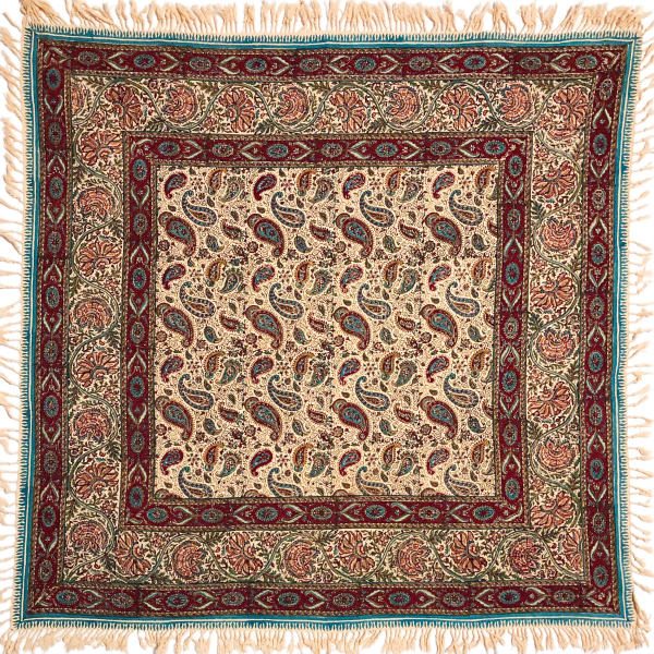 Iranisches Tischtuch: Isfahans traditionelle Kalamkari Blockdruck Majnooni