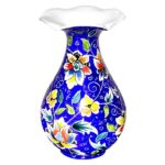 Dekorative Kupfervase, handbemalt mit persischer Minakari-Emaille Blauer Himmel