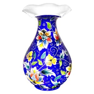 Dekorative Kupfervase, handbemalt mit persischer Minakari-Emaille Blauer Himmel