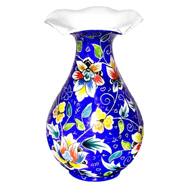 Dekorative Kupfervase, handbemalt mit persischer Minakari-Emaille Blauer Himmel