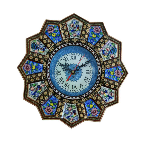 Handgefertigte persische Holz-Wanduhr - Khatam-Marketerie-Kunst, Darya