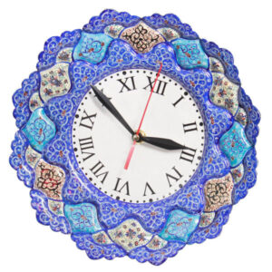Handgefertigte persische Kupfer-Wanduhr – Minakari-Emaille