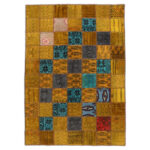 Vintage Persischer handgeknüpfter Patchwork-Teppich Gold
