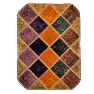 Vintage Persischer handgeknüpfter Patchwork-Teppich Orange