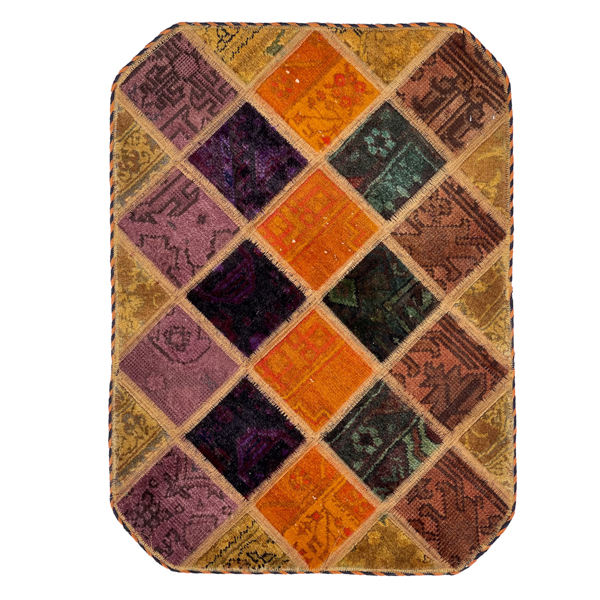 Vintage Persischer handgeknüpfter Patchwork-Teppich Orange