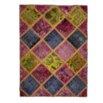 Vintage Persischer handgeknüpfter Patchwork-Teppich Regenbogen