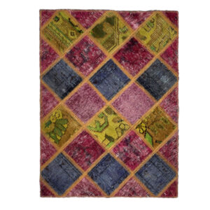 Vintage Persischer handgeknüpfter Patchwork-Teppich Regenbogen