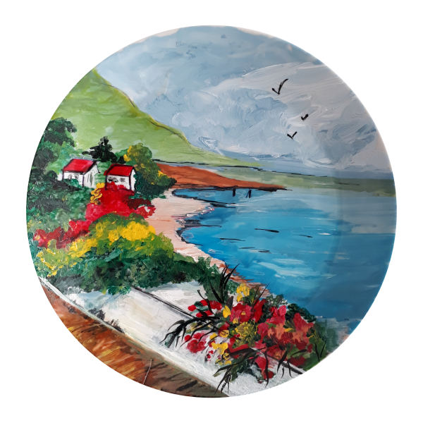 Dekorativer Keramikteller handgemalt Bild