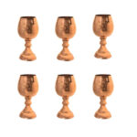 Set mit 6 handgefertigten persischen Kupfer-Weingläsern – Gehämmertes Modell Blüte