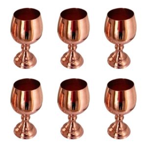 Set mit 6 handgefertigten persischen Kupfer-Weingläsern – Gehämmertes Modell Glänzend