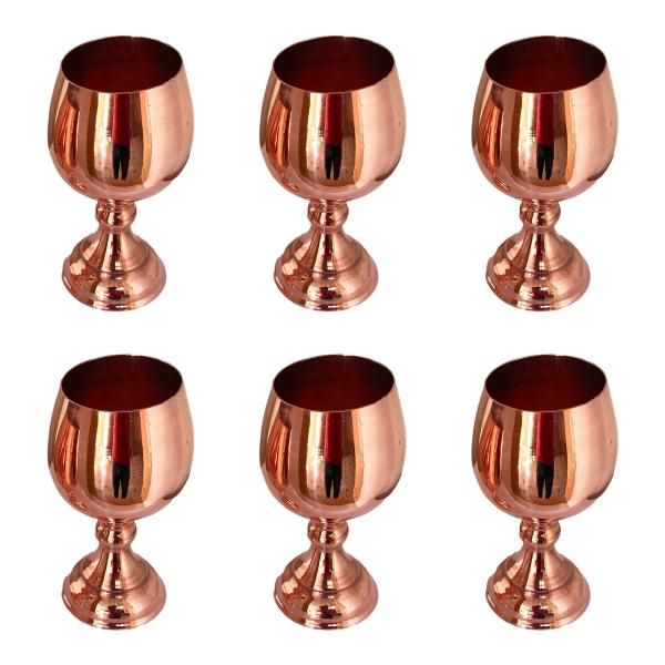 Set mit 6 handgefertigten persischen Kupfer-Weingläsern – Gehämmertes Modell Glänzend