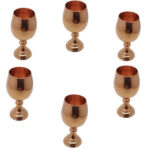 Set mit 6 handgefertigten persischen Kupfer-Weingläsern – Gehämmertes Modell Mahta