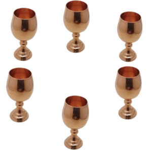 Set mit 6 handgefertigten persischen Kupfer-Weingläsern – Gehämmertes Modell Mahta
