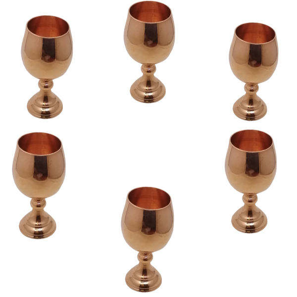 Set mit 6 handgefertigten persischen Kupfer-Weingläsern – Gehämmertes Modell Mahta