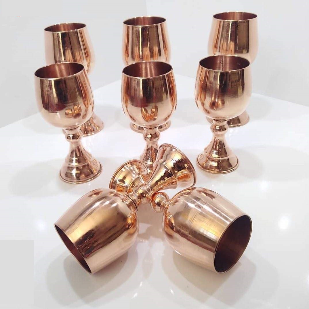 Handgefertigtes persisches Kupfer-Weinglas-Stielglas – Gehämmertes Modell Arash