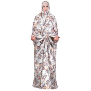 Islamisches Namaz-Chador für Frauen – Ideal zum Beten – Weiße Blumen