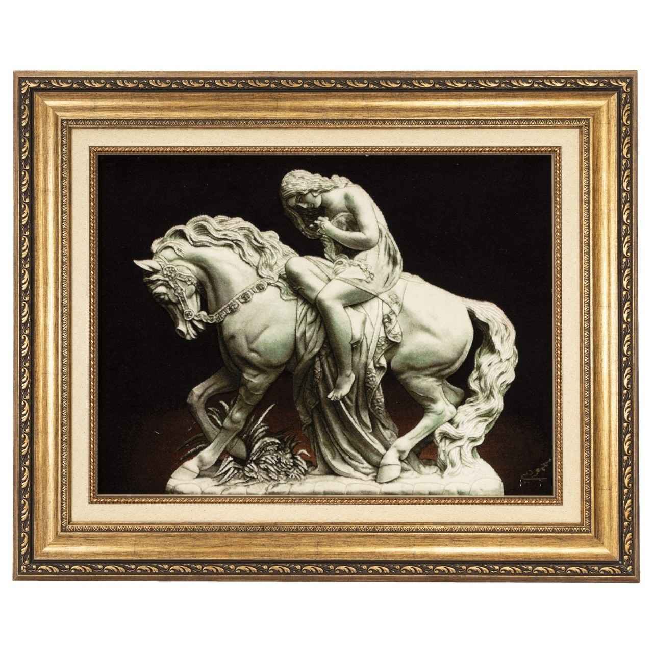 Handgeknüpfter persischer Bildteppich aus Tabriz, der geprägte Lady Godiva darstellt
