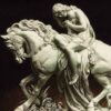 Handgeknüpfter persischer Bildteppich aus Tabriz, der geprägte Lady Godiva darstellt