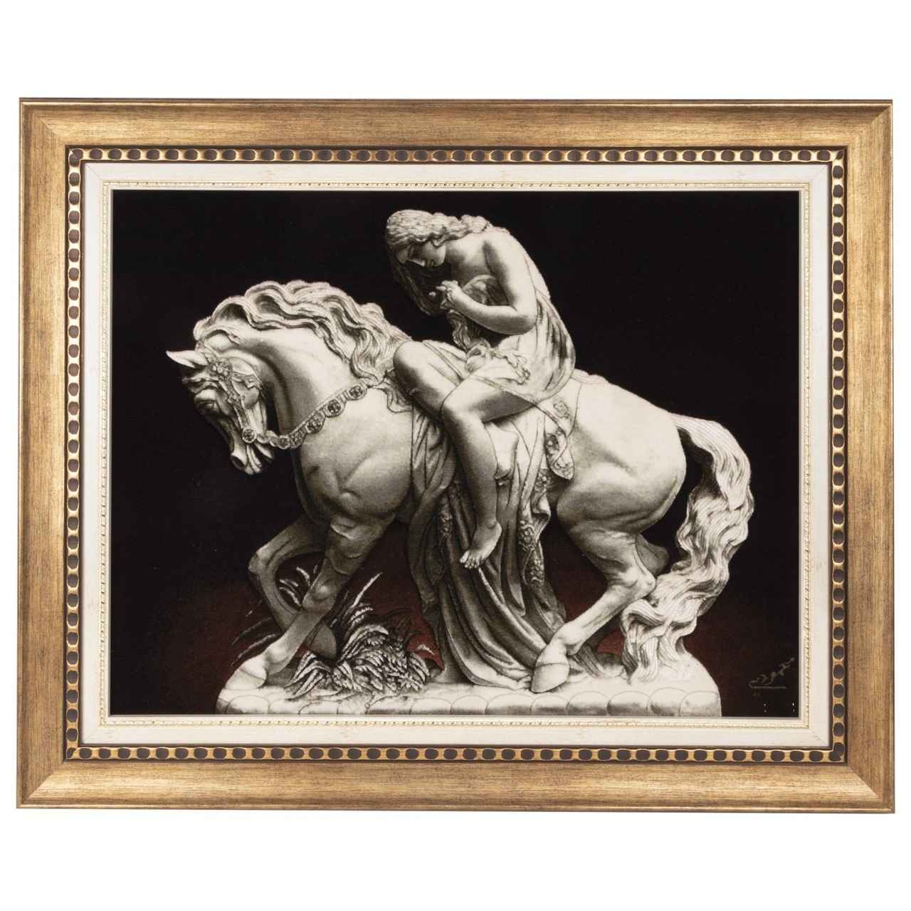 Handgeknüpfter persischer Bildteppich aus Tabriz, der Lady Godiva geprägt darstellt