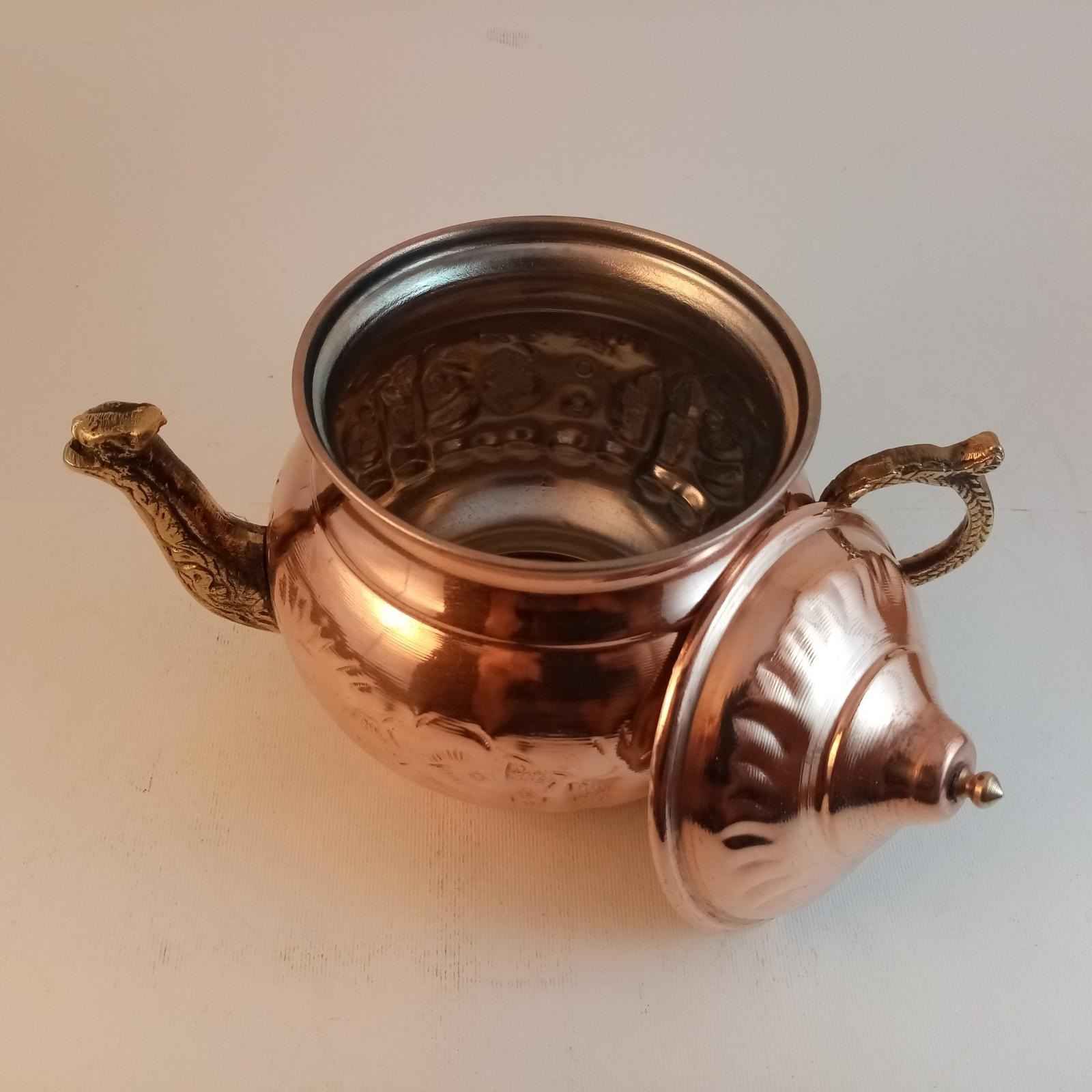 Persische Kupfer-Teekanne handgefertigt und gehämmert Ätzung