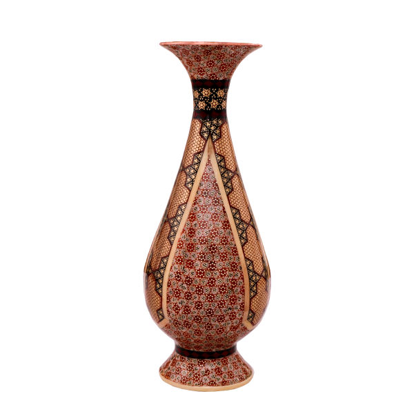 Persische dekorative Kupfervase, handgefertigt mit Khatamkari-Marketeriekunst C751