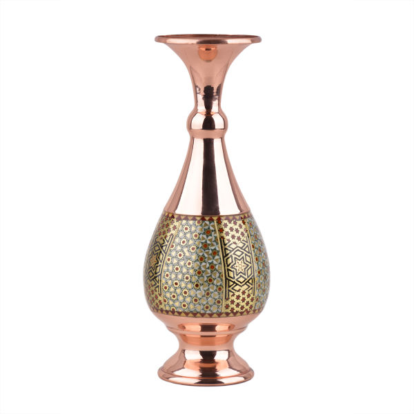 Persische dekorative Kupfervase, handgefertigt mit Khatamkari-Marketeriekunst Ch20