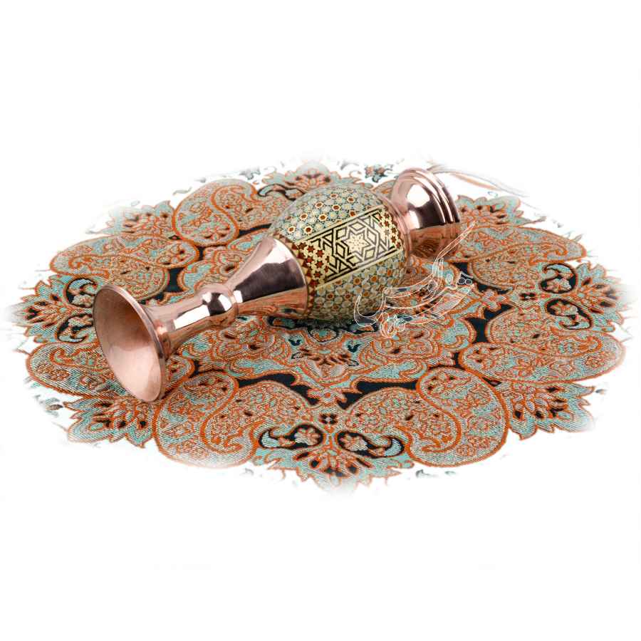 Persische dekorative Kupfervase, handgefertigt mit Khatamkari-Marketeriekunst Honarlux