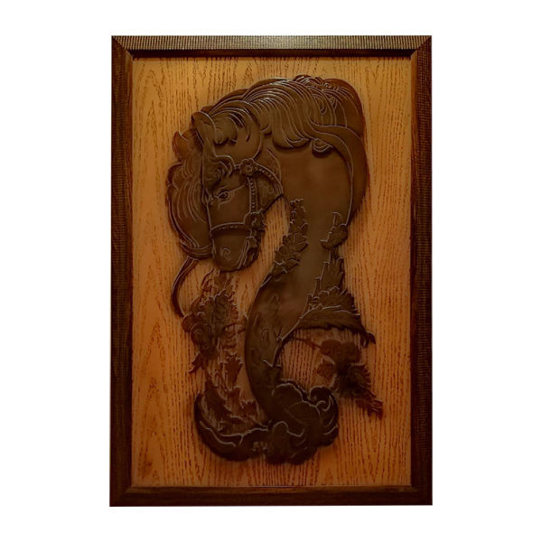 Gerahmte Holz geschnitzte Kunst Künstlerisches Pferd