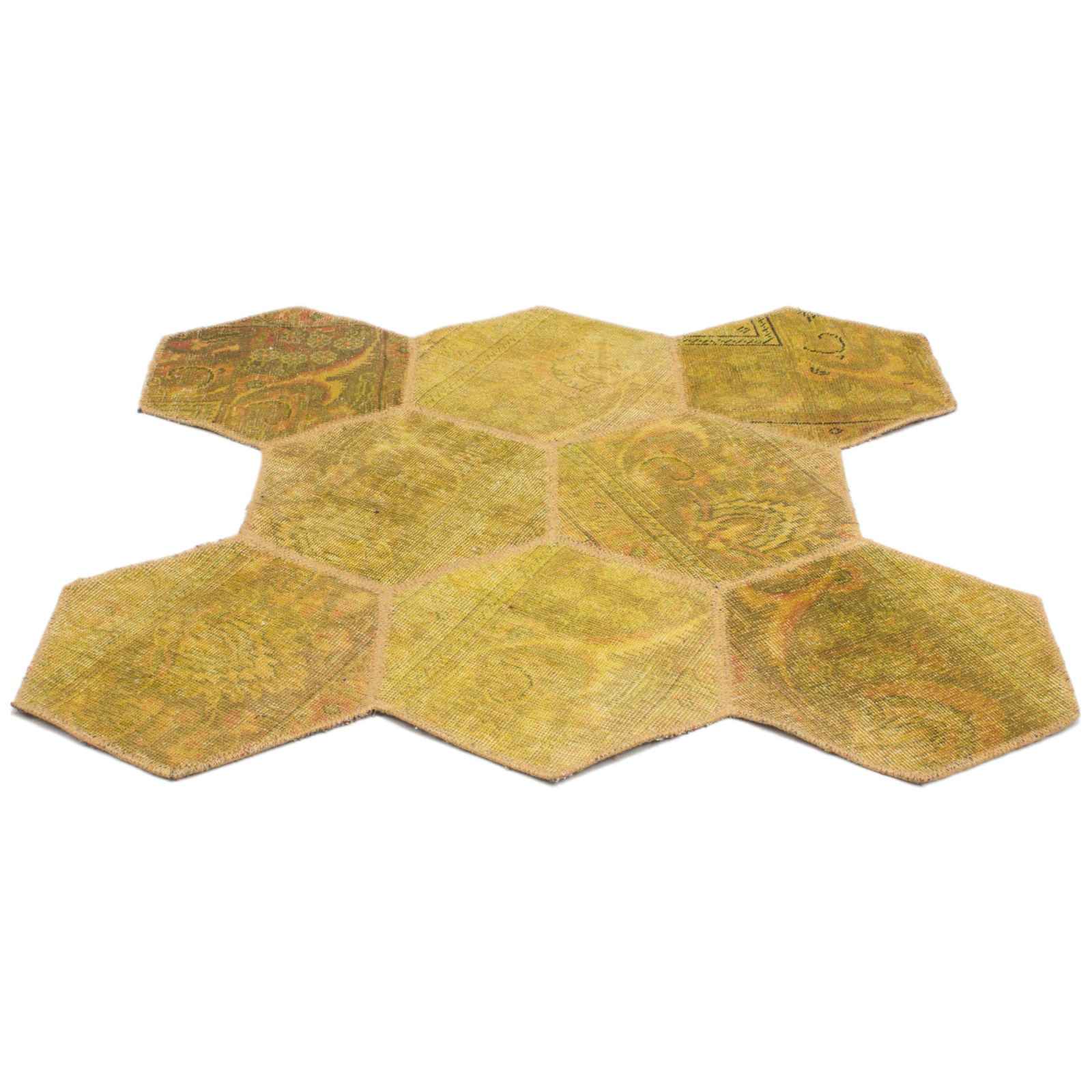 Vintage Persischer handgeknüpfter Patchwork-Teppich Bienenstock