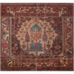 Vintage Persischer handgeknüpfter Patchwork-Teppich Haris