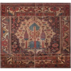 Vintage Persischer handgeknüpfter Patchwork-Teppich Haris