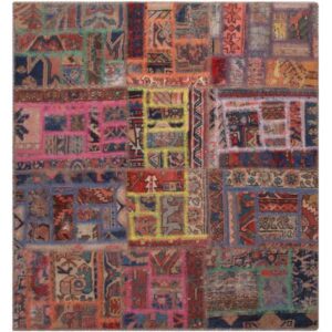 Vintage Persischer handgeknüpfter Patchwork-Teppich Haris II