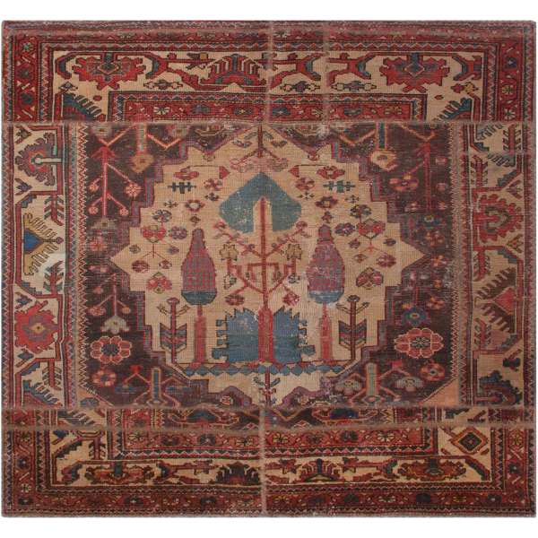 Vintage Persischer handgeknüpfter Patchwork-Teppich Haris