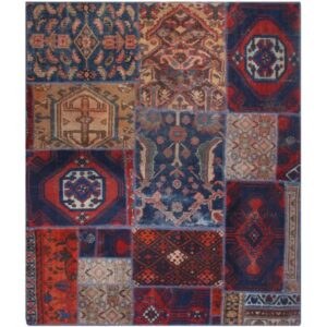 Vintage Persischer handgeknüpfter Patchwork-Teppich Haris
