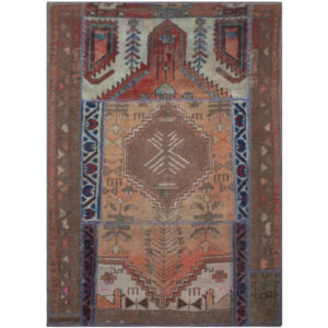 Vintage Persischer handgeknüpfter Patchwork-Teppich Maha