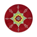 Handgemalter dekorativer Keramikteller Kirschfarbe & Geometrisch