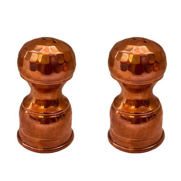 Set aus 2 persischen Kupfer-Salz- und Pfefferstreuern Schach